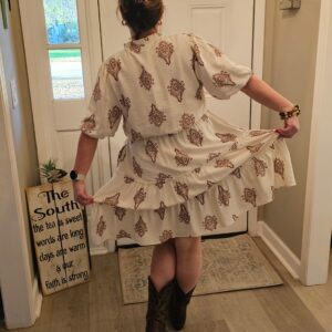 BTFBM Summer Short Sleeve Tiered Ruffle Boho Dress