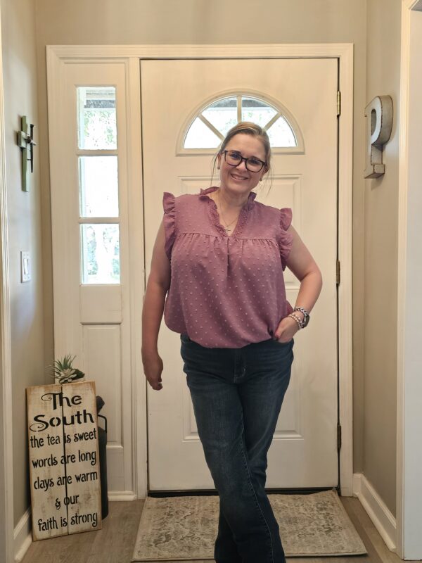 alvaq women's flowy sleeveless purple blouse